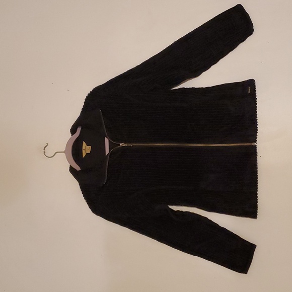 Woolrich‎ Black Velvet Luxe Ribbed Velvet Cotton Zip Up Jacket Small - Picture 1 of 11